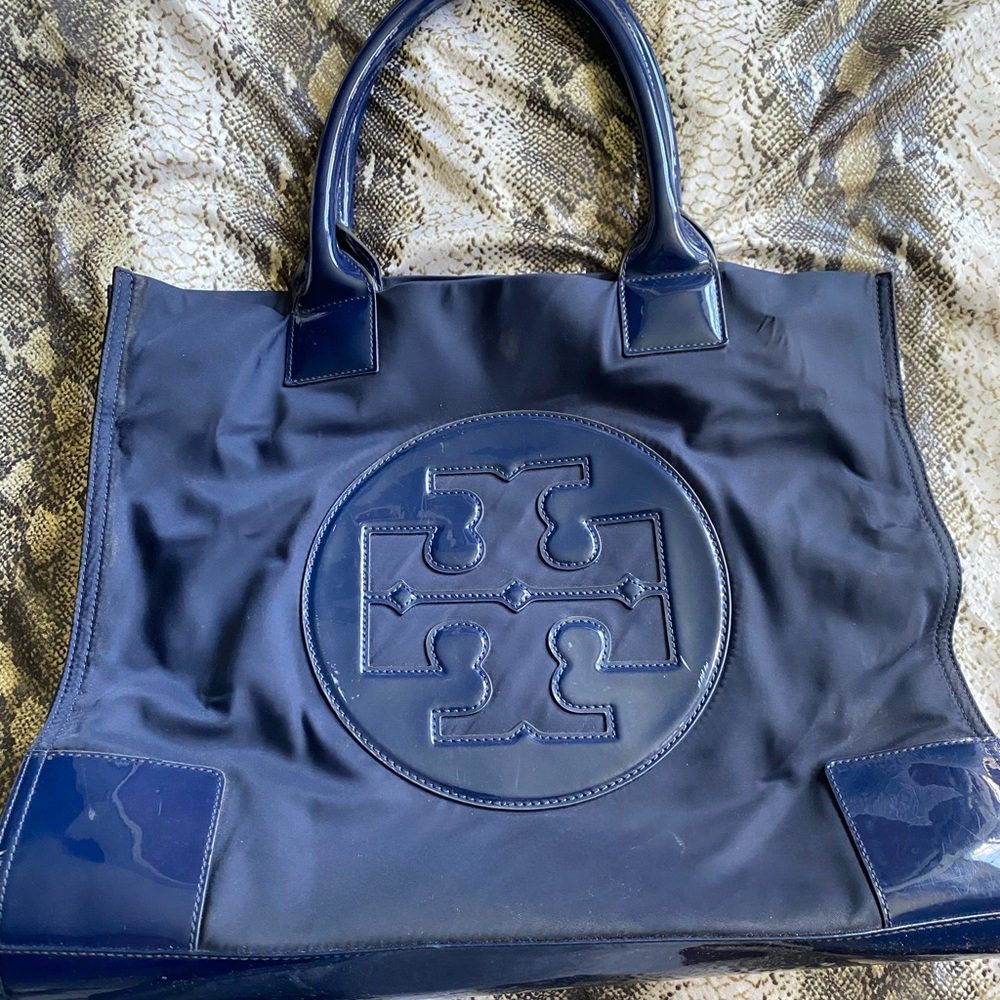 Tory Burch Ella Nylon Tote Bag w/ Patent Leather